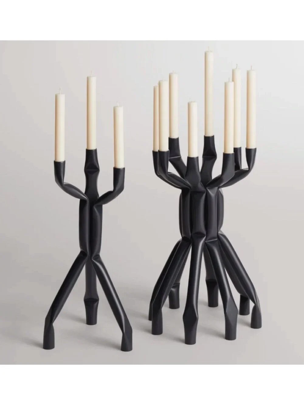 Nosferatube Modern Sculptural Steel Candelabra 17” Industrial Candle Holder Goth